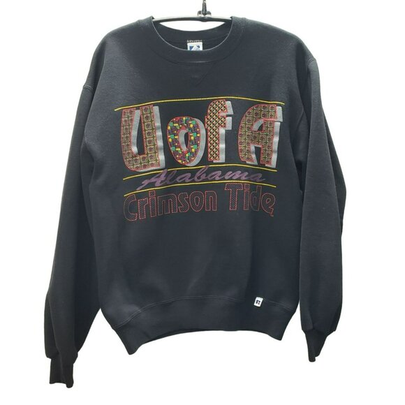 Vtg University Of Alabama Crimson Tide Sweatshirt Black Russell Athletic Medium - Picture 1 of 7
